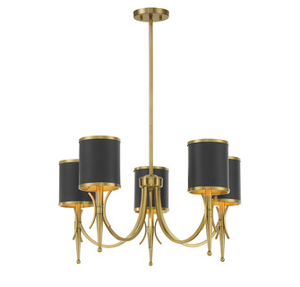 Quincy Five Light Chandelier in Matte Black with Warm Brass (51|1-9945-5-143)