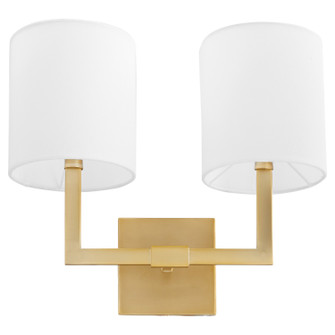 BOLERO Two Light Wall Mount in Aged Brass w/ White Linen (19|5377-2-80)