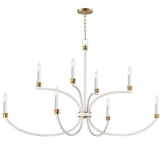 Charlton Eight Light Chandelier in Weathered White/Gold Leaf (16|11378WWTGL)