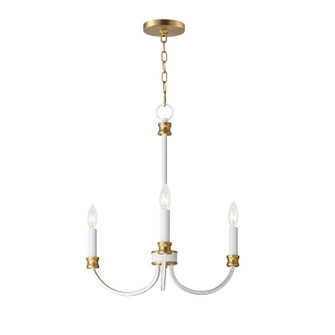 Charlton Three Light Chandelier in Weathered White/Gold Leaf (16|11373WWTGL)