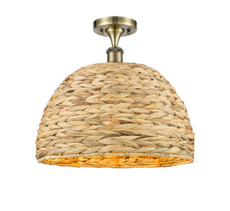 Downtown Urban One Light Semi-Flush Mount in Antique Brass (405|516-1C-AB-RBD-16-NAT)