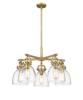 Downtown Urban Five Light Chandelier in Brushed Brass (405|410-5CR-BB-G412-7SDY)