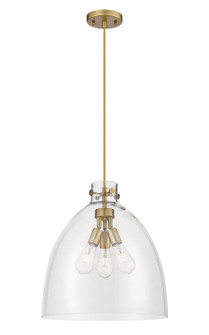 Downtown Urban Three Light Pendant in Brushed Brass (405|410-3PL-BB-G412-18CL)