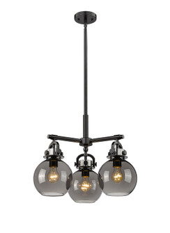 Downtown Urban Three Light Pendant in Matte Black (405|410-3CR-BK-G410-7SM)