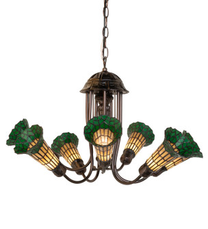 Stained Glass Pond Lily Seven Light Chandelier in Mahogany Bronze (57|251590)