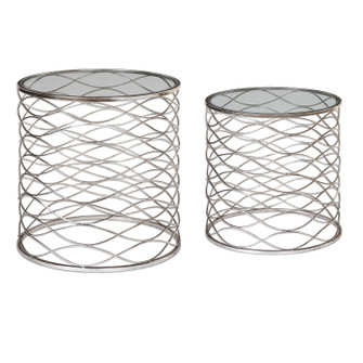 Aidas Accent Table in Bright Silver Leaf (52|24628)