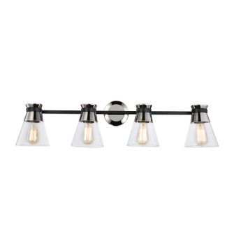 Kanata Four Light Vanity in Black & Brushed Nickel (78|AC11804NB)