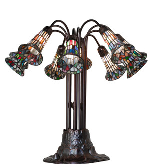 Stained Glass Pond Lily Ten Light Table Lamp in Mahogany Bronze (57|78108)