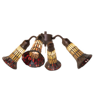 Stained Glass Pond Lily Four Light Fan Light in Mahogany Bronze (57|261512)