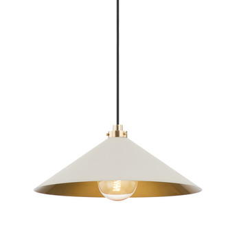Clivedon One Light Pendant in Aged Brass/Off White (70|MDS1402-AGB/OW)
