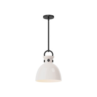 Waldo One Light Pendant in Matte Black/Glossy Opal Glass (452|PD411811MBGO)