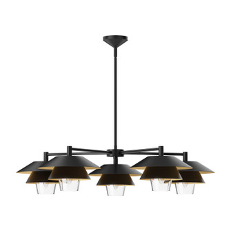 Tetsu Five Light Chandelier in Matte Black/Clear Glass (452|CH475138MBCL)