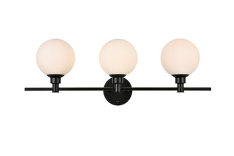 Cordelia Three Light Bath Sconce in Black and frosted white (173|LD7317W28BLK)