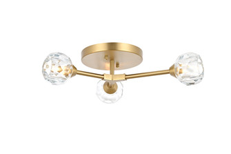 Zayne Three Light Flush Mount in Gold and Clear (173|3508F18G)