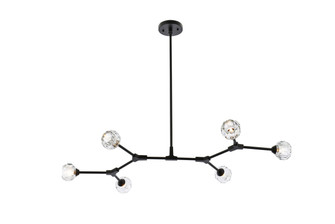 Zayne Six Light Pendant in Black and Clear (173|3508D50BK)