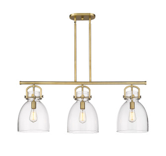Downtown Urban Three Light Island Pendant in Brushed Brass (405|410-3I-BB-G412-10CL)