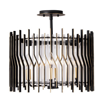 Park Row Four Light Semi-Flush Mount in Matte Black/French Gold (137|393S04MBFG)