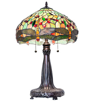 Tiffany Hanginghead Dragonfly Two Light Table Lamp in Mahogany Bronze (57|266004)