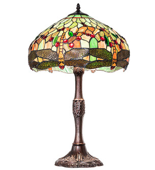 Tiffany Hanginghead Dragonfly Three Light Table Lamp in Mahogany Bronze (57|265991)