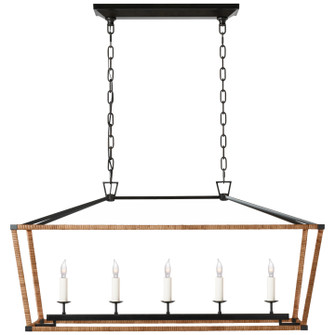 Darlana Wrapped LED Linear Lantern in Aged Iron and Natural Rattan (268|CHC 5765AI/NRT)