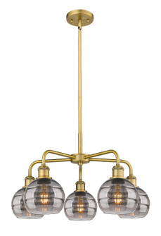 Downtown Urban Five Light Chandelier in Brushed Brass (405|516-5CR-BB-G556-6SM)