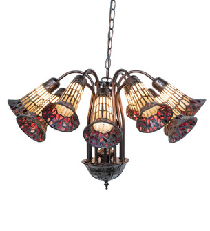 Stained Glass Pond Lily 12 Light Chandelier in Mahogany Bronze (57|251603)
