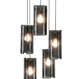 Textured Glass Five Light Pendant in Beige Silver (404|CHB0044-05-BS-SG-C01-E2)