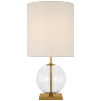 Endon Gideon 1 Light Table Lamp Clear Glass, Antique Brass Plate & Bla