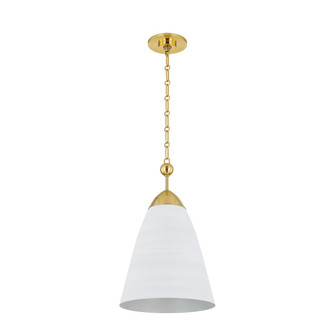 Bronson One Light Pendant in Aged Brass/White Plaster (70|BKO1500-AGB/WP)