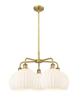Downtown Urban LED Chandelier in Brushed Brass (405|516-5CR-BB-G1217-10WV)