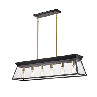Lucian Six Light Island Chandelier in Black and Brushed Brass (78|AC11854BK)
