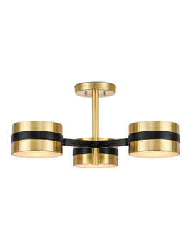 Heybrook Three Light Semi-Flush Mount in Polished Brass/Black/White (142|9000-1171)