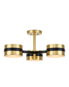 Heybrook Semi-Flush Mount Three Light Semi-Flush Mount in Polished Brass/Black/White (142|9000-1171)