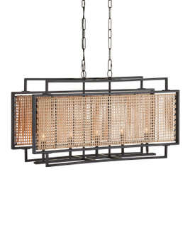 Boswell Rectangular Chandelier Five Light Chandelier in Natural/Black (142|9000-1164)