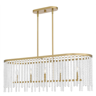 Apelle Five Light Linear Chandelier in Aged Brass (10|APE542AB)