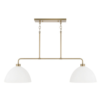 Ross Two Light Island Pendant in Aged Brass and White (65|852021AW)