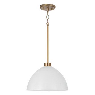 Ross One Light Pendant in Aged Brass and White (65|352011AW)