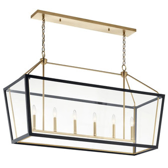 Delvin Six Light Linear Chandelier in Champagne Bronze (12|52622CPZBK)