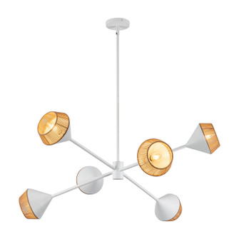 Daphne Six Light Chandelier in White/Brown Cotton Rope (452|CH633638WHBR)