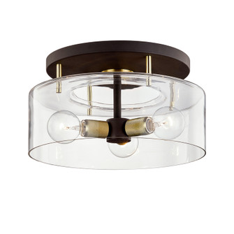 Bergamot Station Three Light Semi Flush Mount in Bronze And Brass (67|C7542-BRZ/BBA)