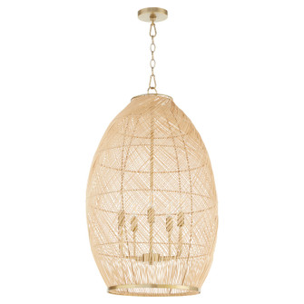 Rattan Five Light Pendant in Aged Brass (19|6900-5-80)