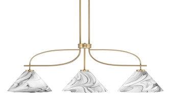 Cavella Three Light Island Pendant in New Age Brass (200|3936-NAB-2129)