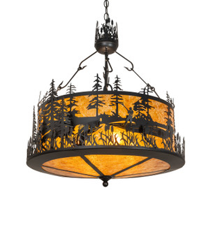 Bass And Fisherman Four Light Pendant in Black Metal (57|268652)