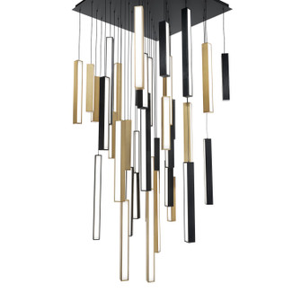 Chaos LED Pendant in Black/Aged Brass & Black (281|PD-64841S-BK/AB-BK)