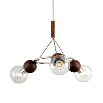Arlo Three Light Chandelier in Polished Ss And Natural Acacia (67|F7673-SS)