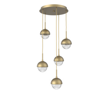 Cabochon LED Chandelier in Gilded Brass (404|CHB0093-05-GB-MC-C01-L3)