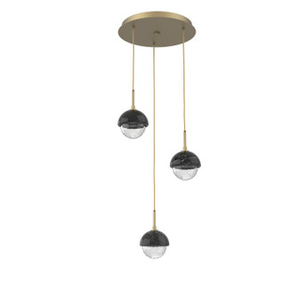 Cabochon LED Chandelier in Gilded Brass (404|CHB0093-03-GB-BC-C01-L3)