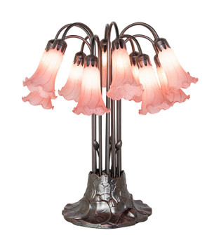 Pink Tiffany Pond Lily 12 Light Table Lamp in Mahogany Bronze (57|273101)