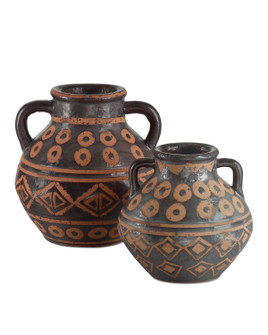 Vase Set of 2 in Black/Brown (142|1200-0881)