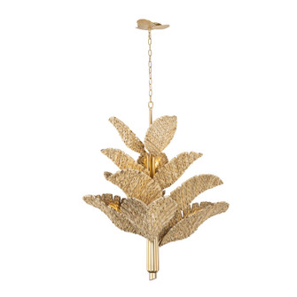 Banana Leaf 12 Light Chandelier in French Gold/Natural Seagrass (137|901C12FGN)